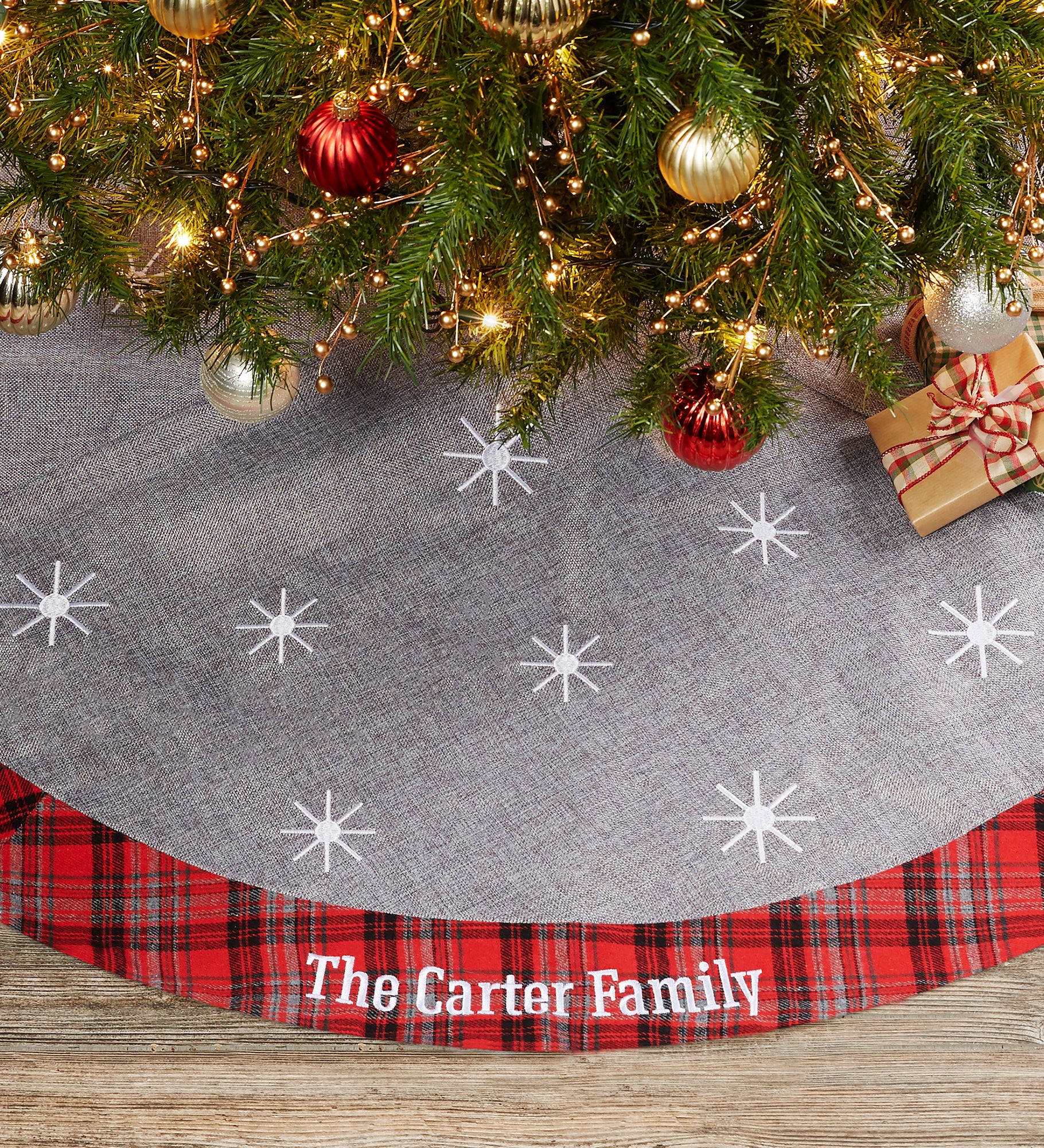 Wintry Cheer Personalized Christmas Tree Skirt 
